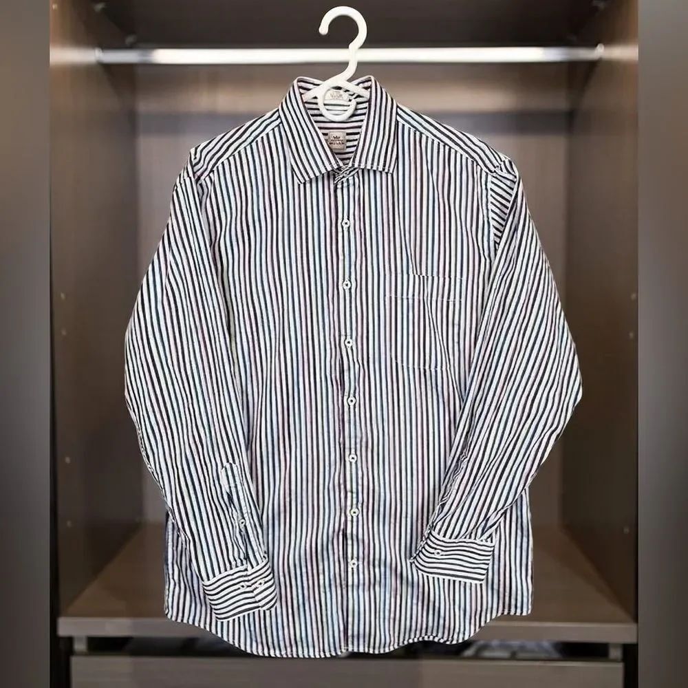 PETER MILLAR MENS BUTTON DOWN SHIRT SIZE LARGE MULTICOLORED STRIPES